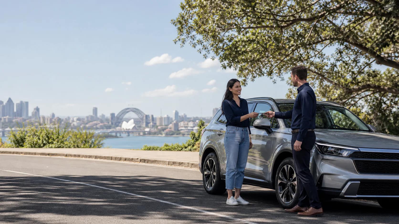 A representative replacement vehicle handover overlooking Sydney
